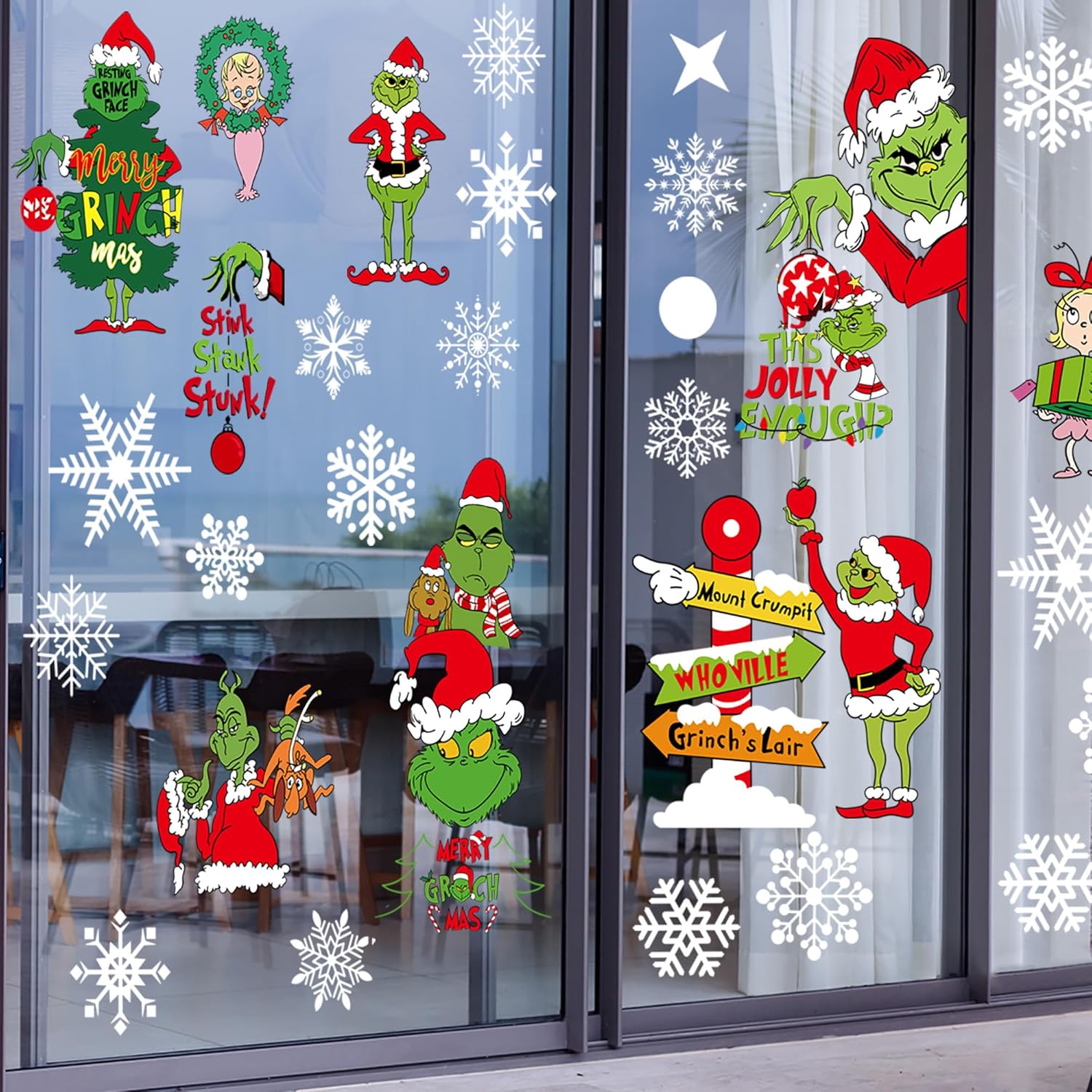 Christmas Window Clings Decorations for Glass Windows Winter Stickers Snowflakes Christmas Decorations