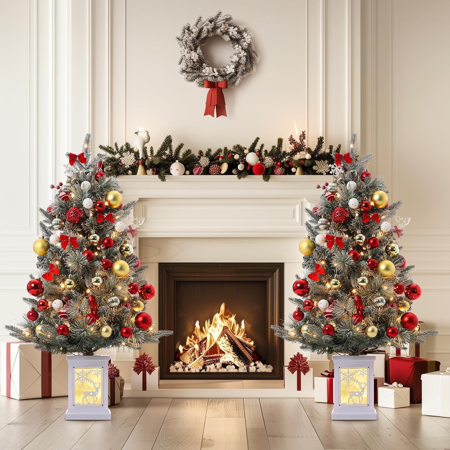 3 Ft Pre-Lit Christmas Tree, Artificial Christmas Trees with Lighting, Xmas Trees with 78 Led Lights