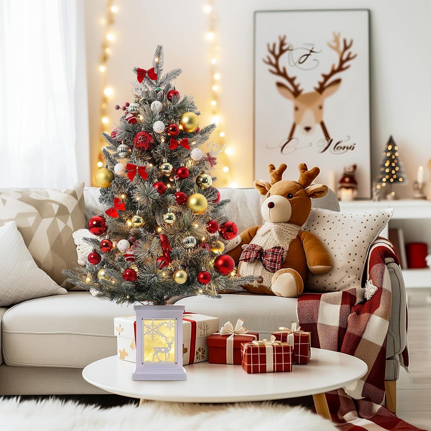 3 Ft Pre-Lit Christmas Tree, Artificial Christmas Trees with Lighting, Xmas Trees with 78 Led Lights