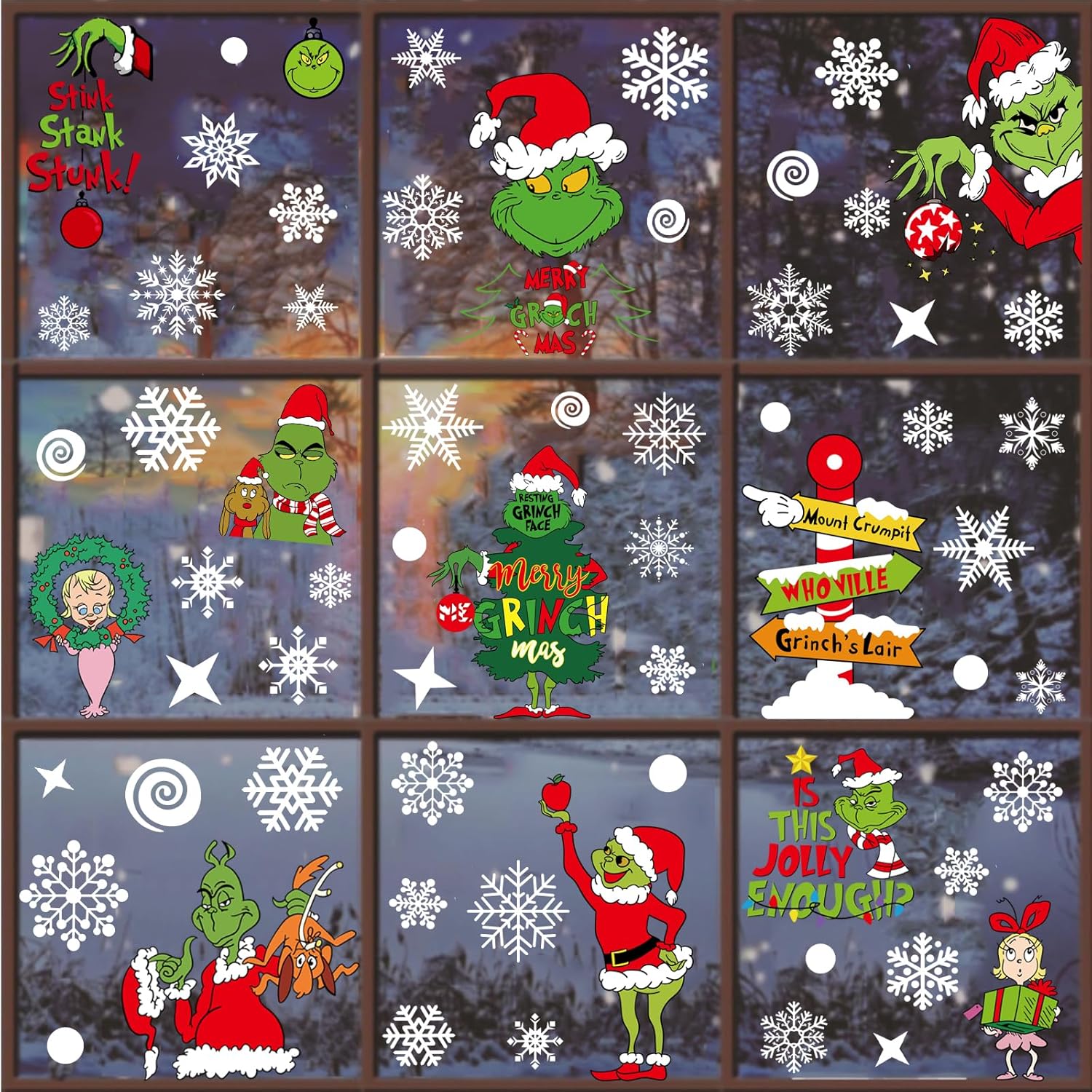 Christmas Window Clings Decorations for Glass Windows Winter Stickers Snowflakes Christmas Decorations