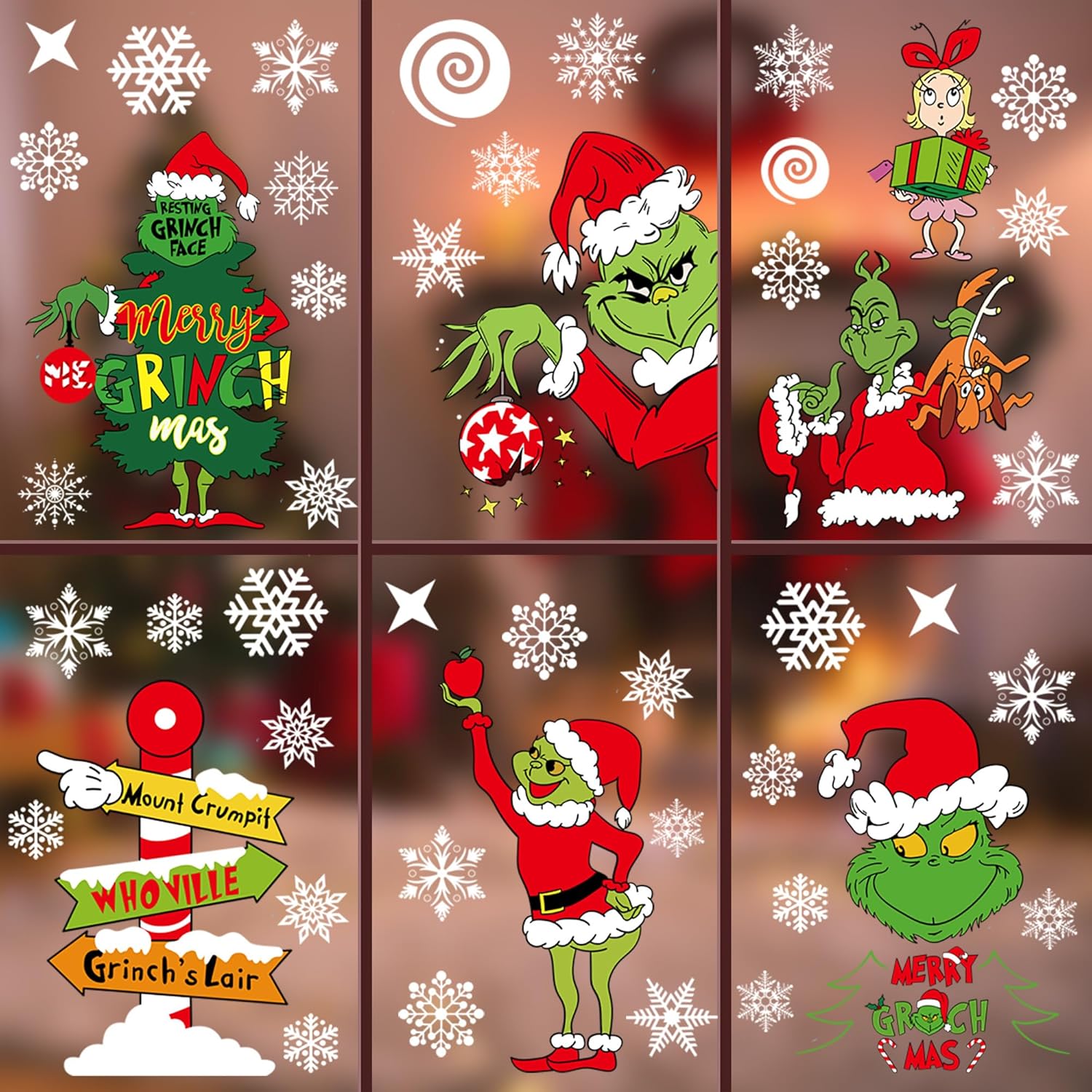 Christmas Window Clings Decorations for Glass Windows Winter Stickers Snowflakes Christmas Decorations